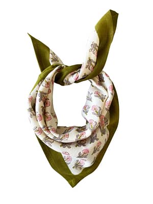 petitfoulard-indien-blockprint-50cm-carré-imprimé-motifs-fleurs-écru-rose-olive