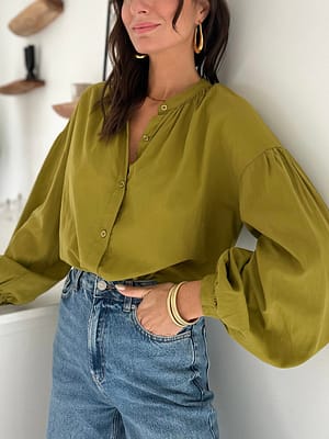 Chemise-vert-olive-manches-longues