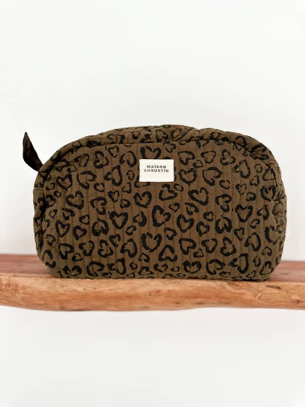 trousse-toilette-blockprint-imprimé-motifs-leopard-kaki-noir