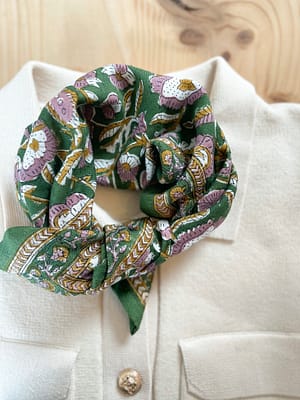 foulard-indien-petit-fleurs-imprimé-kaki-