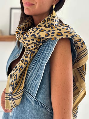 foulard-indien-grand-leopard-imprimé-camel-beige-bleumarine-blockprint